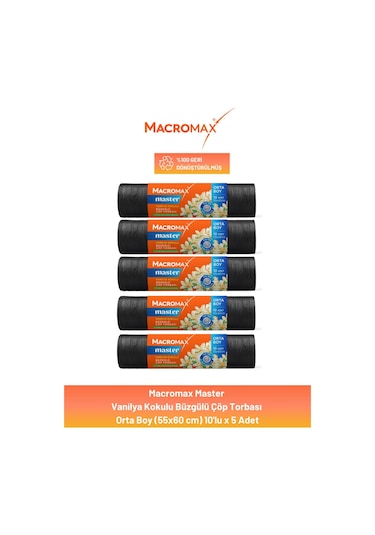 Macromax Master Büzgülü Vanilya Kokulu Çöp Torbası X 5 Adet