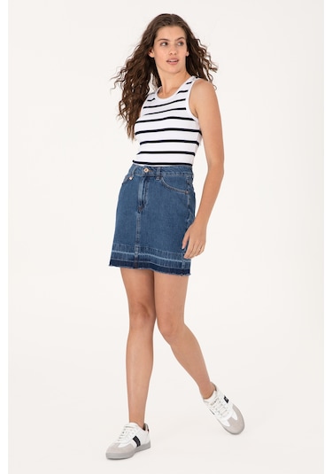 U.S. Polo Assn. Kadın Mavi Mini Boy Jean Etek 50300136-DN0022