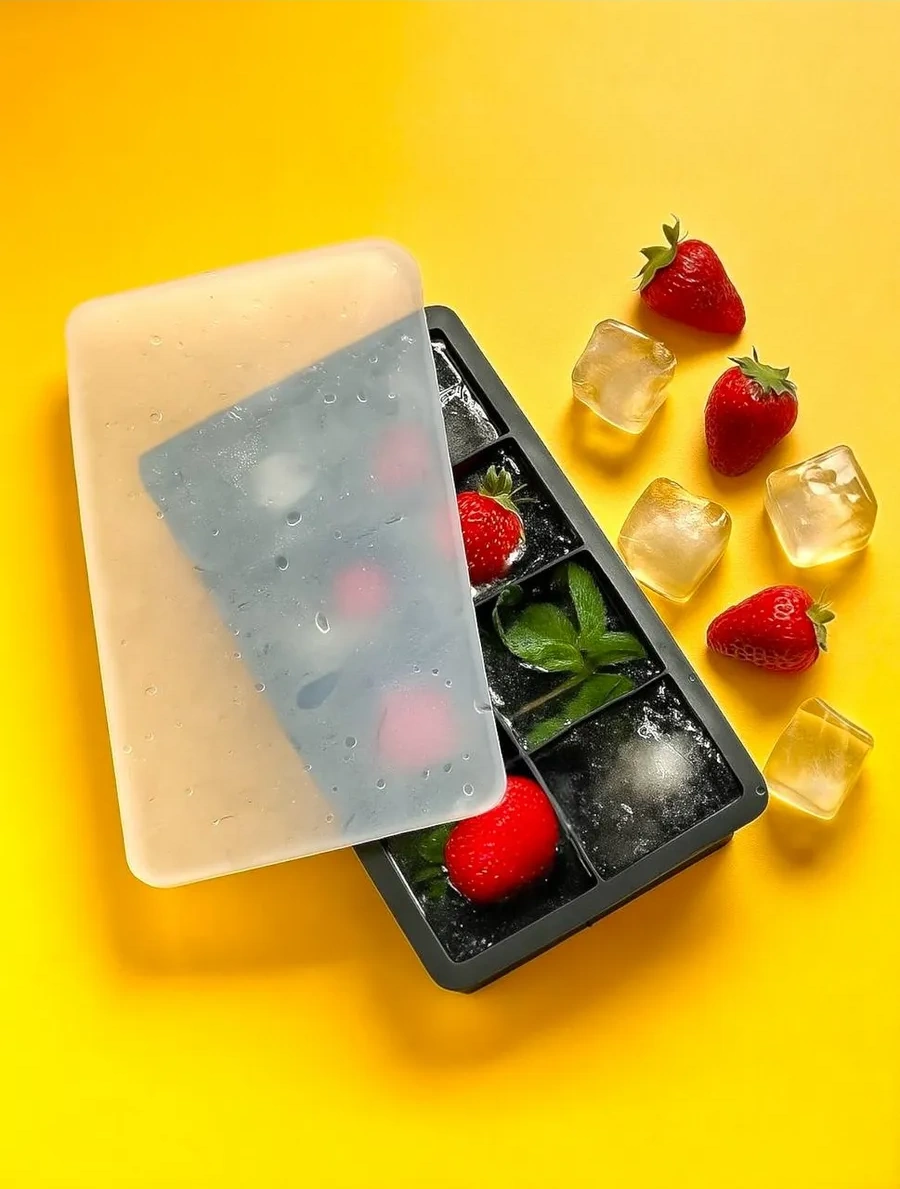 Vesna Krasna Silikon Buz Kalıbı 8 Büyük Gözlü, Kapaklı. 345263426 Siyah