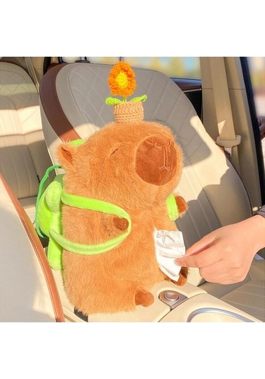 Createtech Suntek Peluş Capybara Araba Doku Çöp Kutusu Gs Çok Renkli