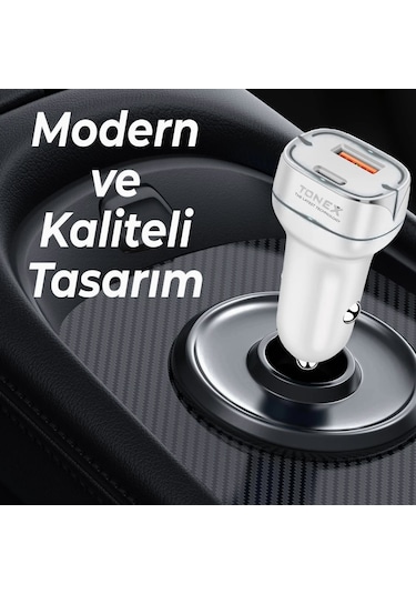 Tonex Ta-38w Pd + Usb-a Type-c To Type-c Kablolu Araç İçi Şarj Aleti Set -
