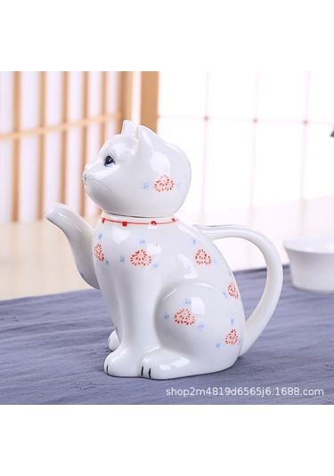 Pazly Sevimli Şanslı Kedi Seramik Pot 280 Ml Sanbuyos Kedi Karafı