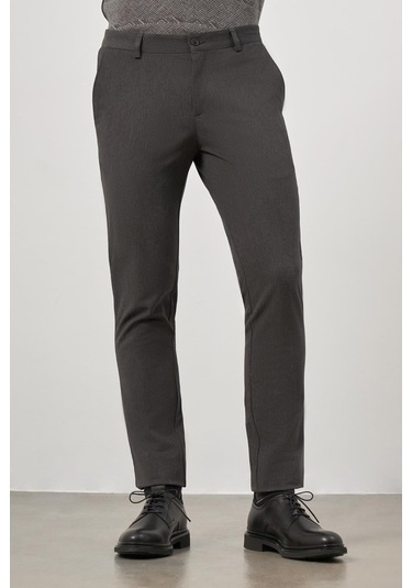 Koyu Antrasit Düz Gabardin Slim Fit Casual Pantolon 1003245102 Koyu Antrasit