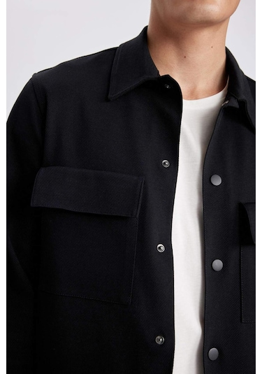 DeFacto Polo Yaka Çıtçıt Kapamalı Cepli Gömlek Ceket Z5178AZ24SPBK81