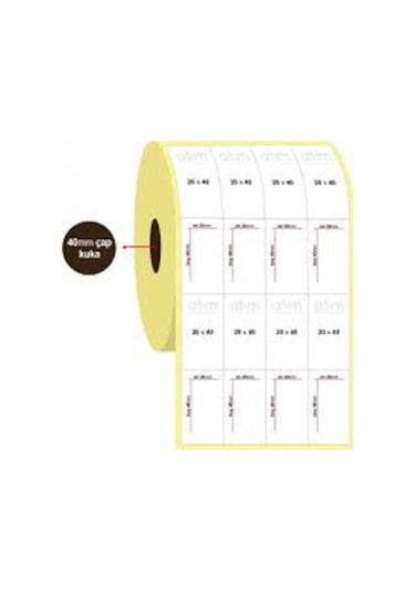 20x40 Eko Termal Barkod Etiket Yanyana 4 Lü 1 Rulo 4000 Sarım