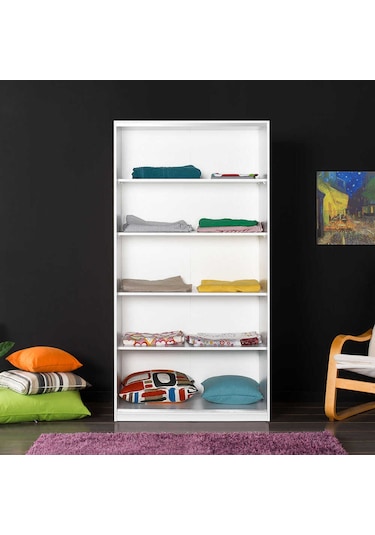 5 Raflı Sürgülü Gardırop - Beyaz