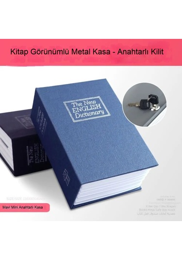 Gizli Kasa İngilizce Sözlük Görünümlü Anahtarlı Metal Para Kasası