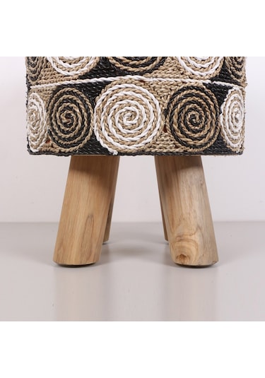 Rafya Puf & Stools-doğal Teak Gövde 42x50 Cm Mix