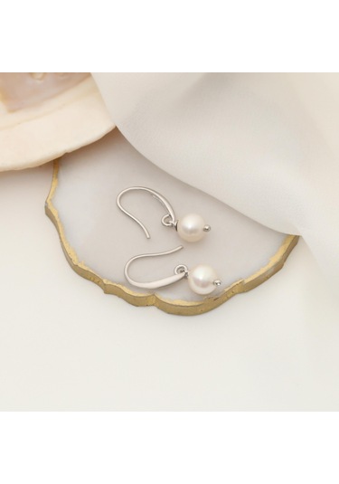 925 Ayar Gümüş Beyaz Tatlısu İncisi Küpe-7mm