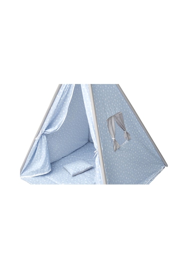 Exorbaby Xl Büyük Boy Ahşap Ve Pamuklu Oyun Çadırı , Oyun Evi Mavi