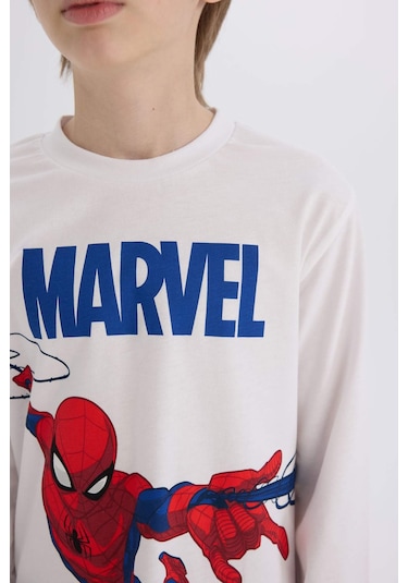 DeFacto Erkek Çocuk Pijama Takımı Marvel Spiderman Bisiklet Yaka Uzun Kollu Üst Uzun Alt Y4861A624WNWT34