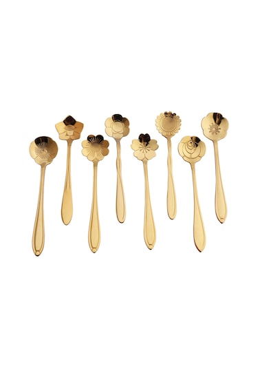 Vkemall Çelik Japon Gül Kaşığı - 8'li Paket, Kahve & Yemek İçin Şık Aksesuar Diğer