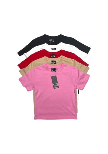 Çocuk Basic T-shirt Kız Erkek Unisex %100 Pamuk 5'li Paket Kk-2