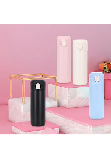 Aubyhe 304 Çelik Isı Saklama Bardağı 400ml - Tek Tuş Açma, Dışarıda Kullanıma Uygun, Damlacık Önleyici, 6-12 Saat Sıcak/soğuk Tutma