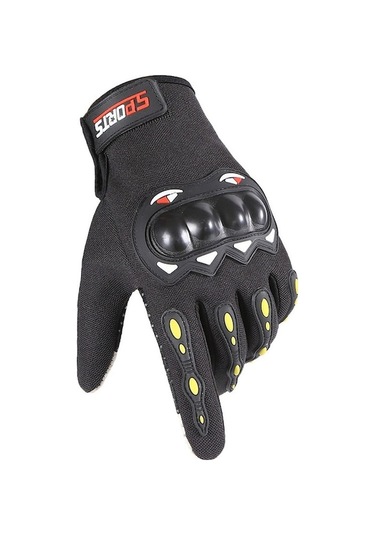 Motosiklet Sürüş Eldivenleri Motosiklet Kaymaz Koruma Aşınmaya Dayanıklı Dokunmatik Ekran Eldivenleri Motosiklet Tam Nokta Siyah