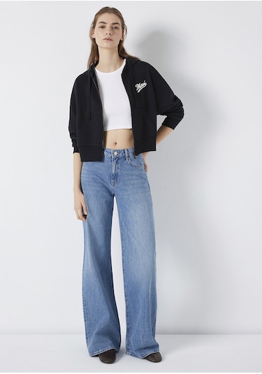 Mavi - Mavi Logo Baskılı Kapüşonlu Siyah Sweatshirt 1s10486-900 Siyah