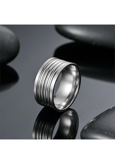 Gümüş Yeni Ürünler Ve Titanyum Çelik Erkek Yüzüğü Eğlence İş Rüzgar Yüzüğü Avrupa Ve Amerikan El Aksesuarlarının Geniş Versiyonu 12 Gümüş
