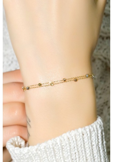 İkili Dorica Bileklik 14 Ayar Sarı Altın