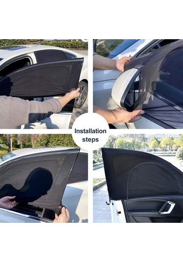 2 Adet/takım Anti-sivrisinek Araba Pencere Teli Perde Güneş Gölge Nefes Alan Pencere Perdesi Fermuar Açıklığı-ön Pencere Sol + Sağ