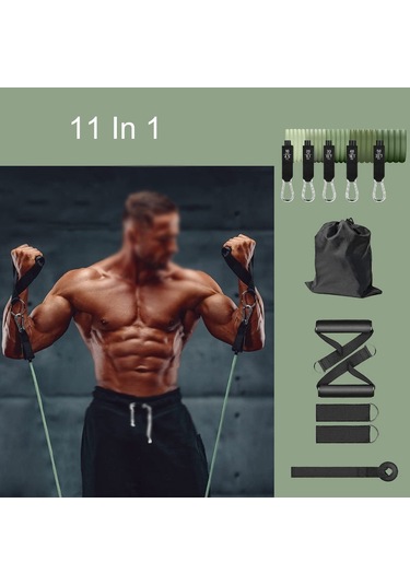 Sones 11'i 1 Arada Fitness Çekme İpi Seti Yoga Çekme İpi Erkekler Kadınlar İçin Ev Direnç Bantları Eğitim İpi, Özellikler: 150 Lbs Degrade Gri