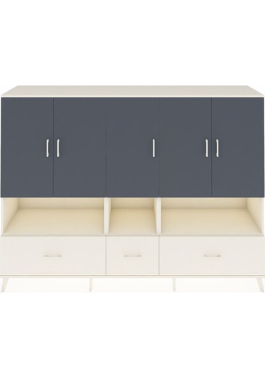Hyperion Dolap 12 Raflı 3 Çekmeceli 5 Kapaklı 220x44x163 Aytaşı-a Aytaşı-antrasit/aytaşı