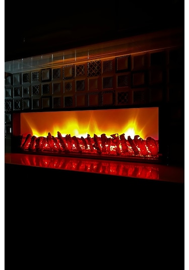 Arif Dekoratif Elektrikli Yapay Şömine - 100x25x15 Cm - Farklı Renk Modları, Kumandalı, Bluetooth