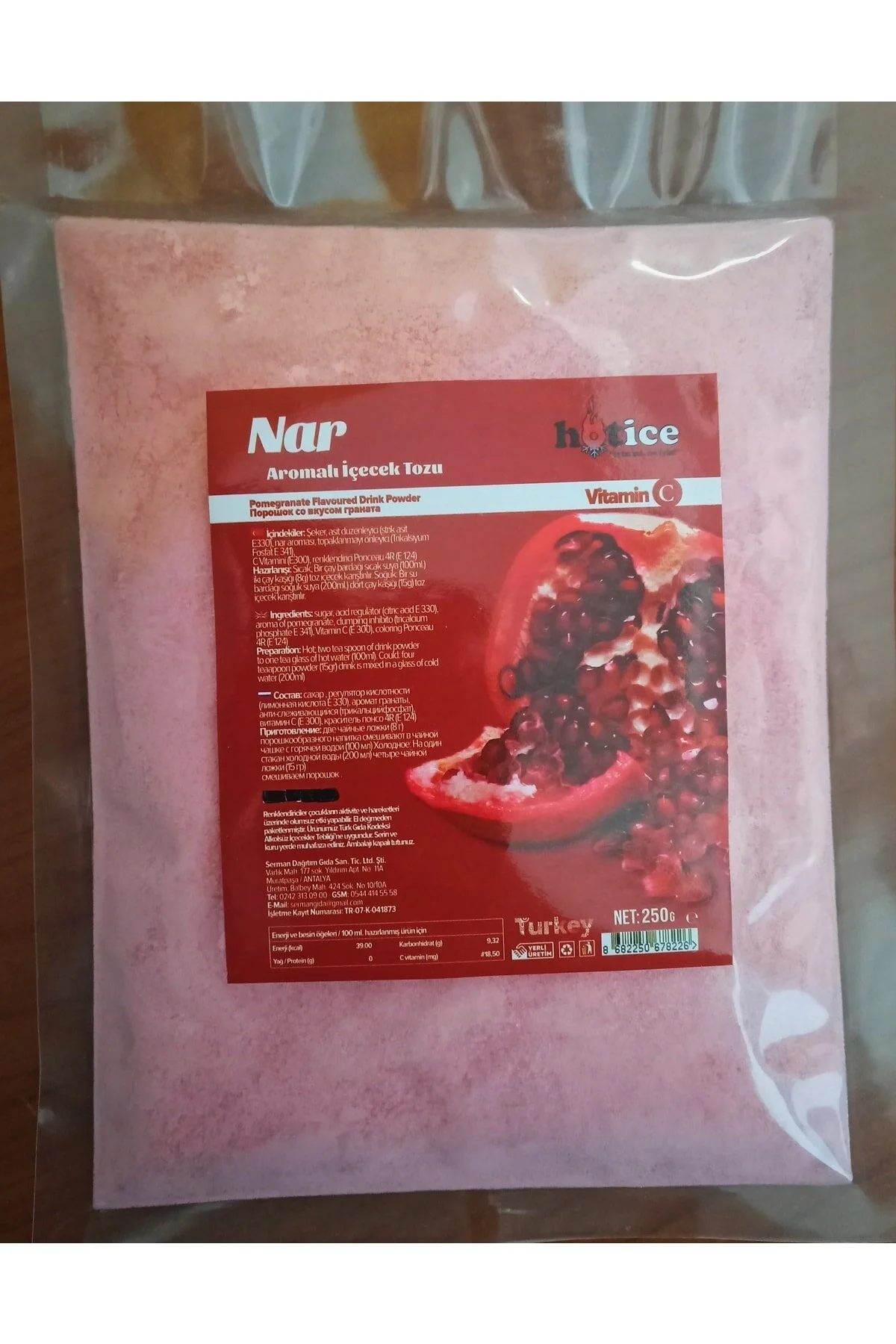 Nar Aromalı İçecek Tozu 1 Kg 1 KG