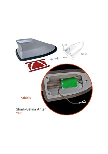 Markaonbir Nyf Shark Balina Anten Kablolu Altı Silikonlu Gri