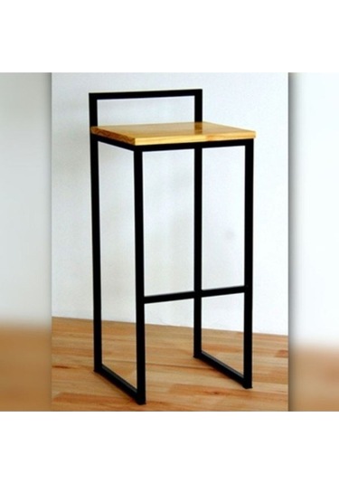 Doğal Ahşap Standart Bar Sandalyesi Siyah