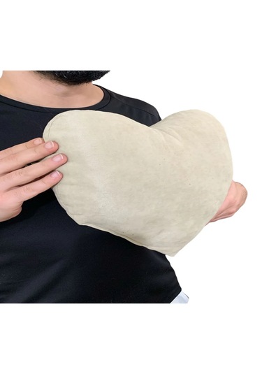 Ruxwoiw Kalp Yastığı %100 Pamuklu %100 Boncuk Elyaf - Bej