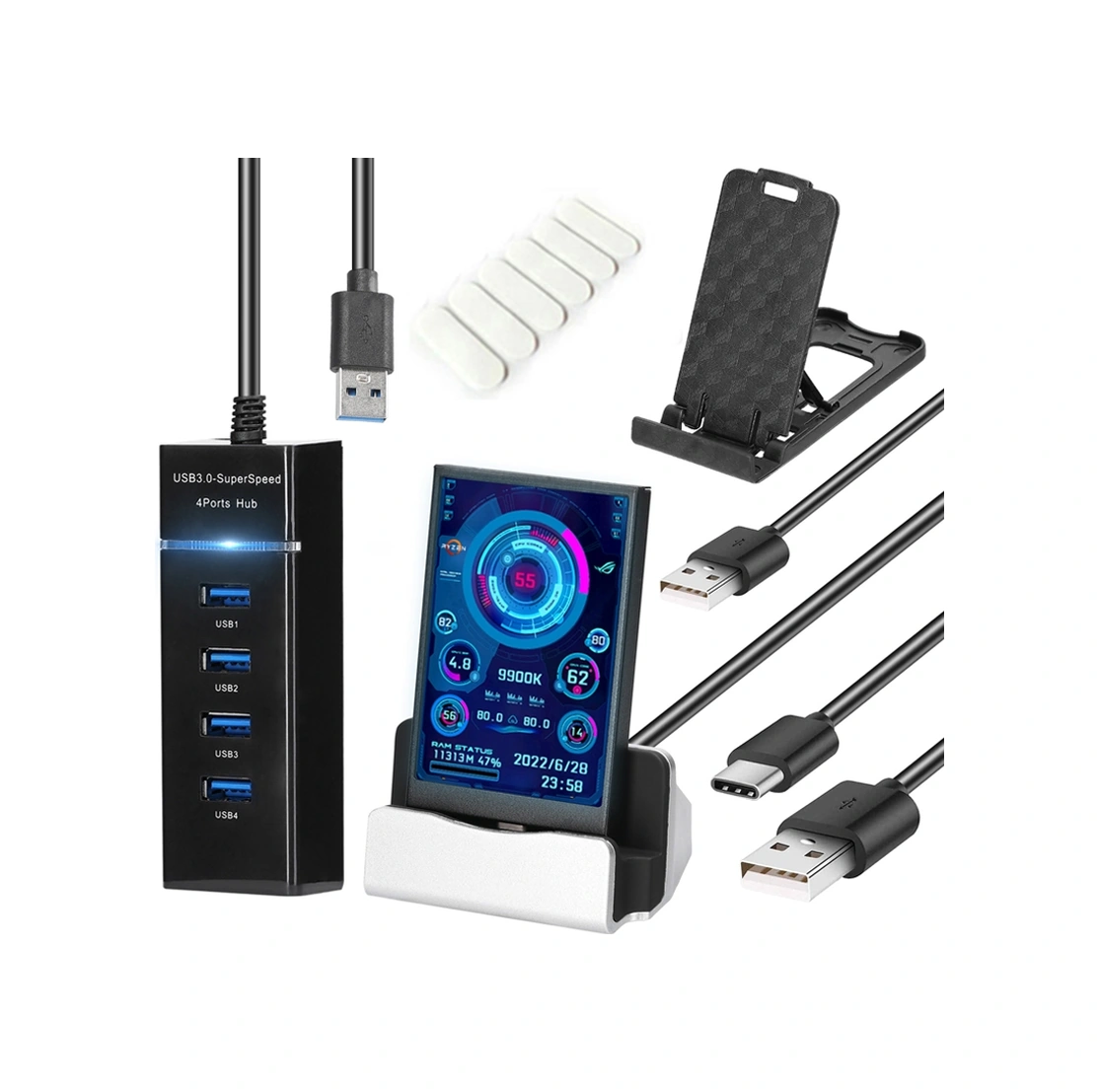 Sones 3,5 İnç Ips Tüm Bilgisayar Monitörlerini Görüntüle Usb Kasa Vice Ekran Seti 2 Siyah