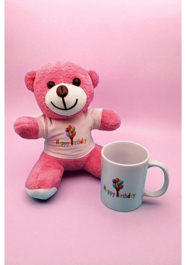 Pembe Peluş Ayıcık Ve Kupa Seti