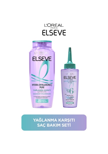 ELSEVE Hydra Pure Salisilik Asit içeren Yağlanma Karşıtı Nemlendirici Şampuan + Saç Derisi Serum Seti