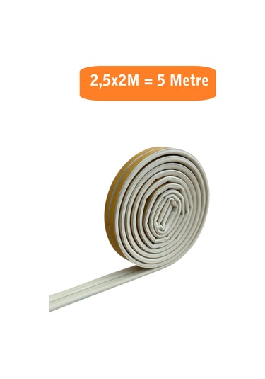 Homdep Kapı Pencere Fitili Yapışkanlı Beyaz Kapı Pencere Bandı Bantları 2x2,5 Metre 5metre 5m