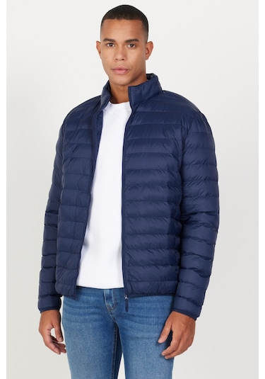 Erkek Lacı Standart Fit Normal Kesim Dik Yaka Mont Lacı Lacivert