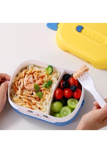 Mor Öğle Yemeği Kutusu Dayanıklı Karikatür Tasarım Bento Kutusu Sızdırmaz Çift Katmanlı Yalıtım Gıda Kabı Çocuklar Yetişkinler İçin