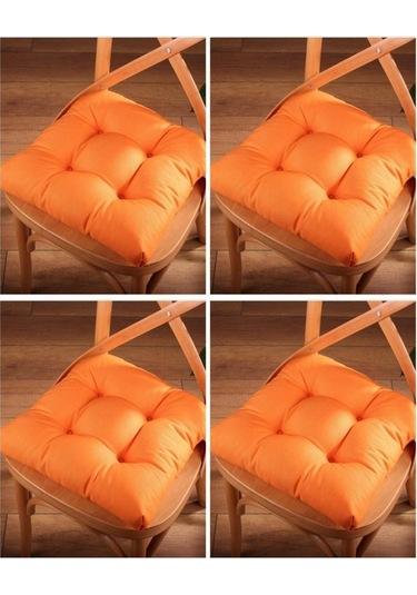 Altınpamuk Altınpamuk 4'Lü Lüx Pofidik Turuncu Sandalye Minderi Özel Dikişli