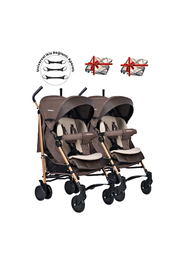 Baby Home 107 Ayrılıp Birleşebilen Baston İkiz Bebek Arabası