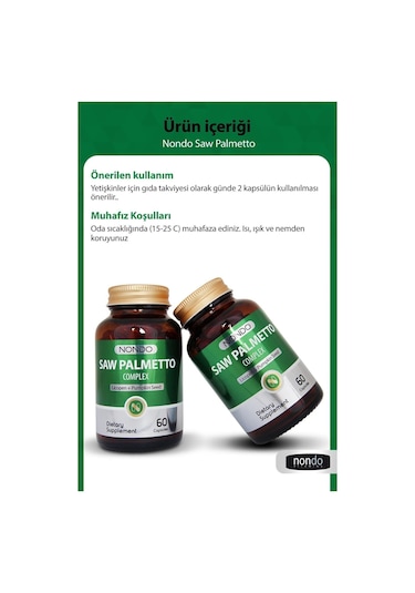 Nondo Saw Palmetto Kompleks 60 Kapsül