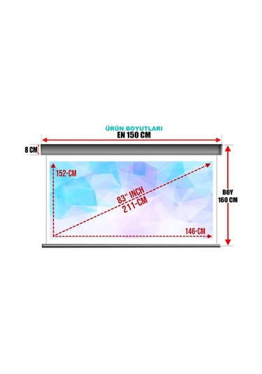 Gölge Stor En150cm Boy160cm Projeksiyon Perdesi Motorlu Hd 4k 8k