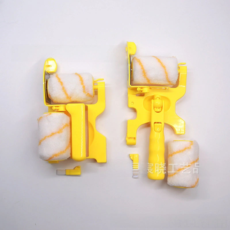 Youtek Duvar Boyama Aracı: Tam Yönlü Kenar Bölme Rulo Fırça - Özel Köşe Tasarımı, İnce Tüyler, Sarı Kısa Saplı Set 1 Fırça + 2 Rulo + 2 Tüyle