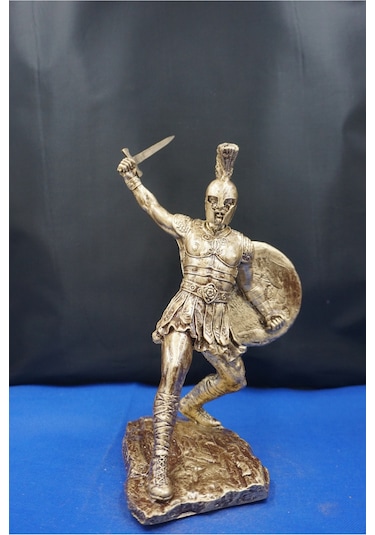 Roma Askeri Hector Mitolojik Tasarım Ev Ofis Dekoratif Hediyelik Aksesuar 19 Cm Altın