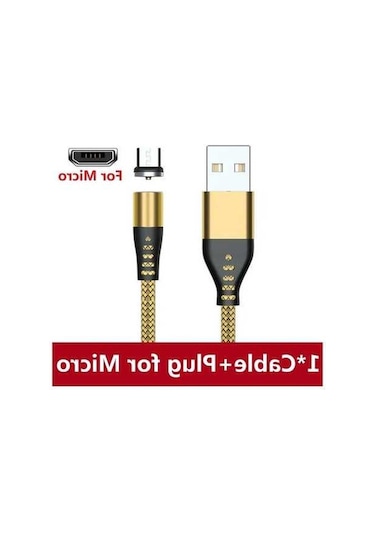 Besthome1 Manyetik Şarj Kablosu - Mikro Usb, Type C, Iphone Uyumlu, Xiaomi, Samsung İçin Hızlı Şarj 3.5m Rusya Altın