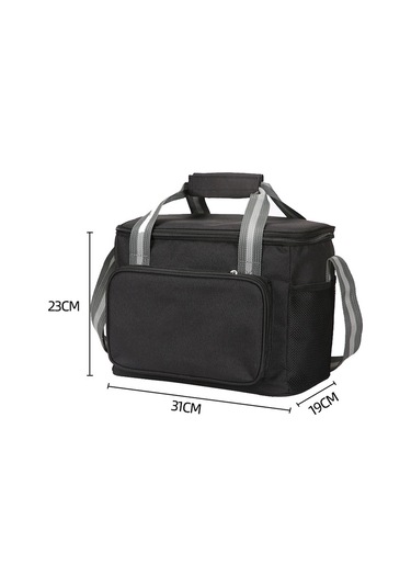 Cbtx 15l Taşınabilir Seyahat Öğle Yemeği Çantası Piknik Termal Yalıtımlı Soğutucu Tote Su Geçirmez Oxford Kumaş Omuz Çantası - Siyah