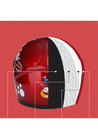 Çocuk Kask Çocuk Kask Elektrikli Araba Kask Sonbahar Ve Kış Erkek Ve Kadın Kask-kırmızı Kırmızı