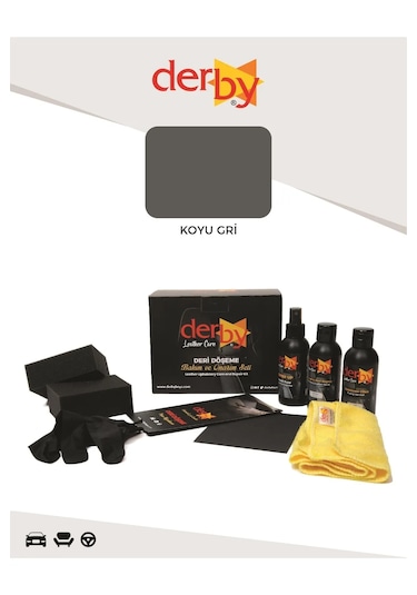 Derby Koyu Gri Deri Döşeme Ve Direksiyon Boyama 3 Lü Set