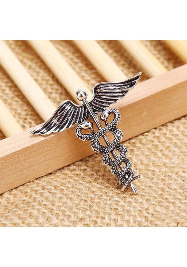 Moda Retro Melek Kanatları Erkek Rozet İğnesi Yılan Broşlar Yaka Madalyası Dekorasyonu Gümüş