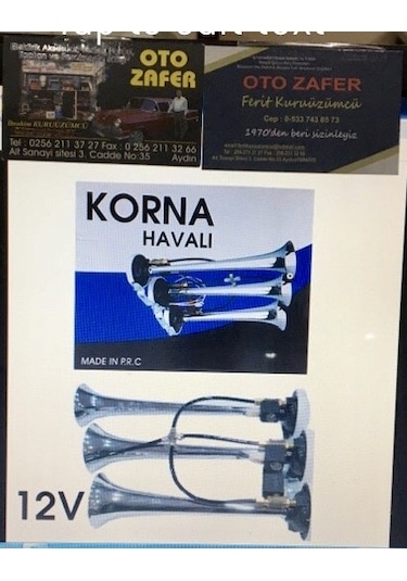 Carub Korna 12V 3Lü Havalı Elektrikli Krom