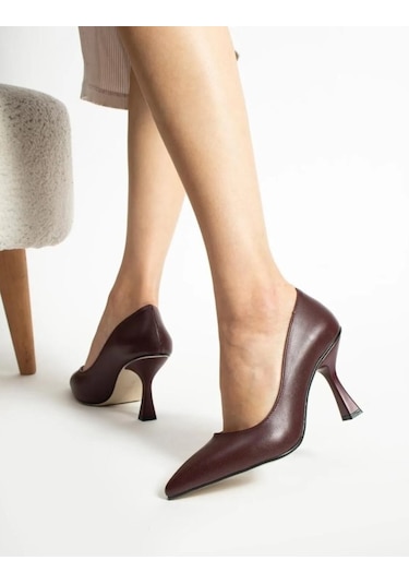 Feles Kadeh Topuklu Kadın Stiletto Ayakkabı Kahverengi