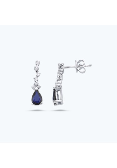 Altınbaş Pırlanta Safir Damla Küpe Sa650s-14k Beyaz
